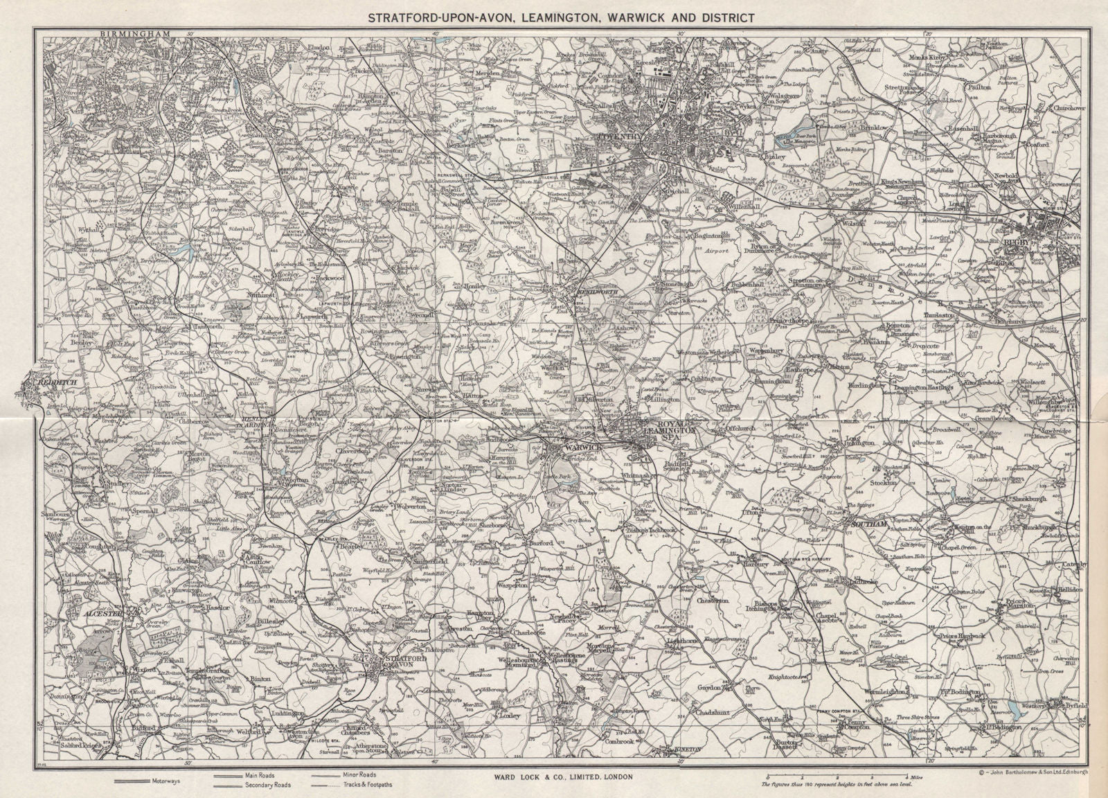 LEAMINGTON SPA, WARWICK area. Stratford-upon-Avon Birmingham Coventry 1962 map